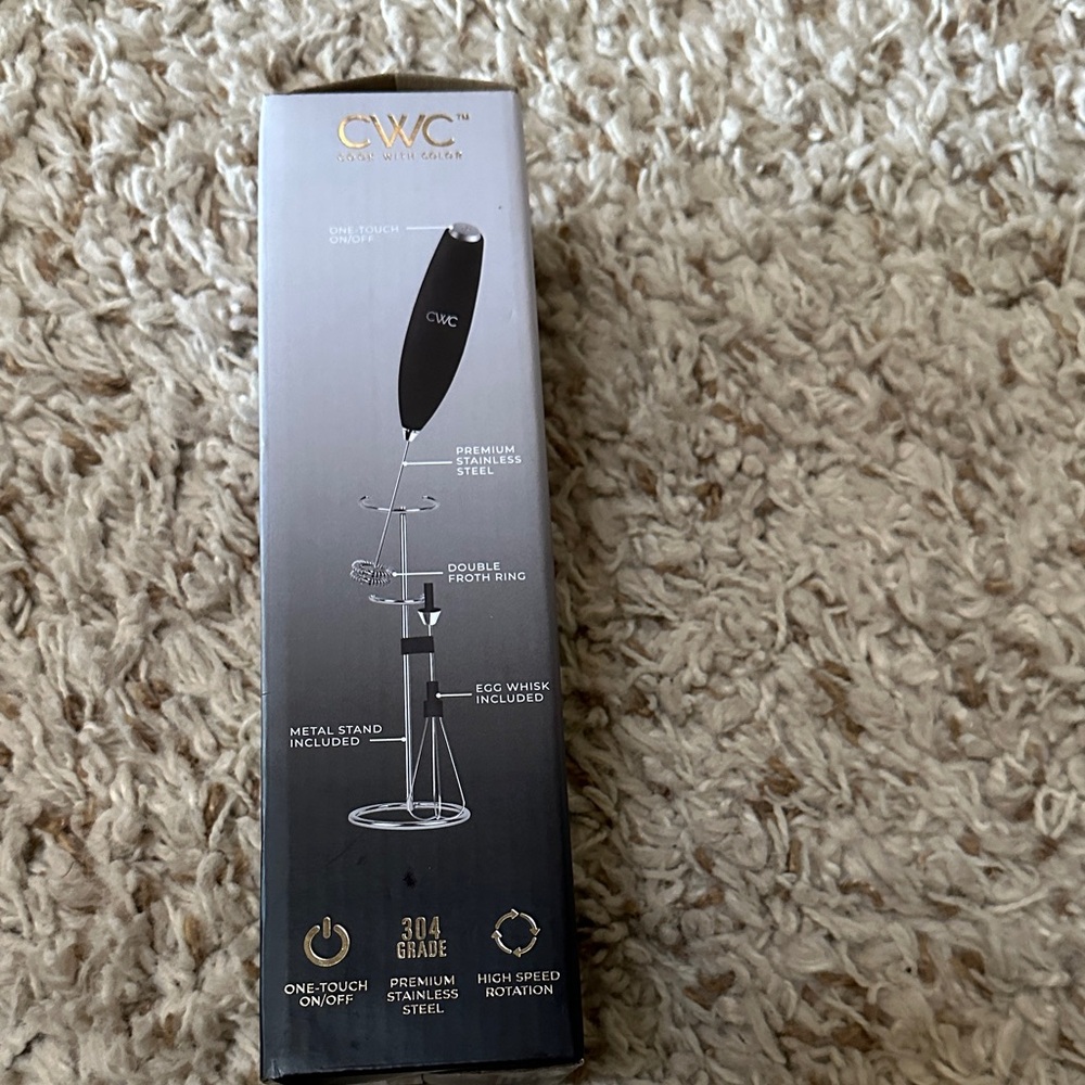 CWC Black Milk Frother with Stand